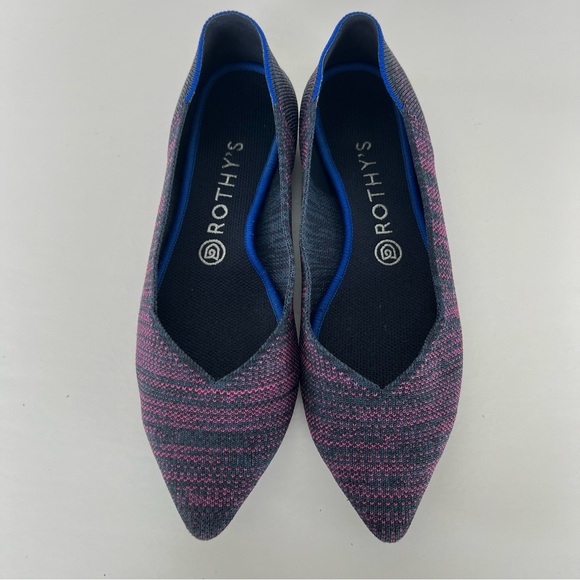 ROTHY’S The Point Magenta Heather Purple Blue Pointed Toe Slip On Flats Sz 9.5 - Picture 6 of 15